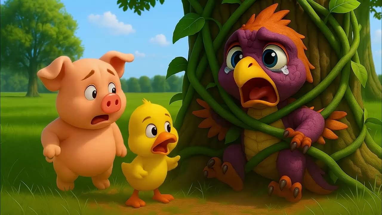 Yellow Ducky and Pink Piglet save the bird dinosaur | Ep 4 | Fun Animal Cartoon for All Ages