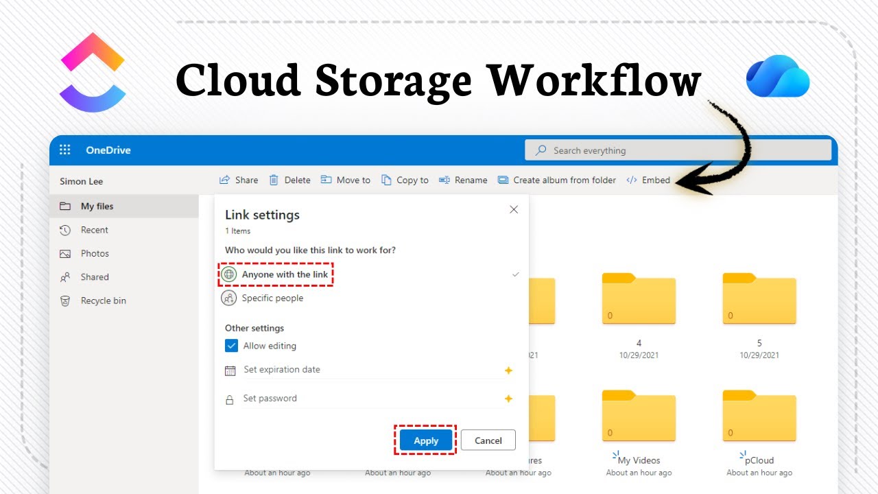 How to connect ClickUp with Microsoft OneDrive