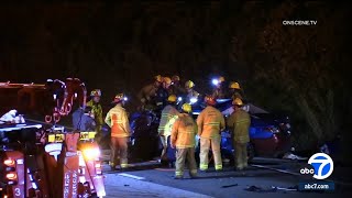 Deadly crash shuts down westbound 10 Freeway in West LA