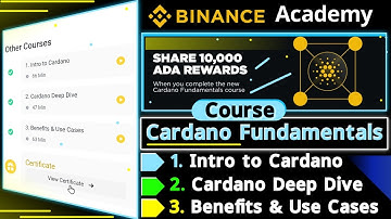 Binance Academy | Cardano Fundamentals Course | How to Participate | Course 1 to 3