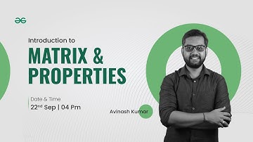 Introduction to Matrix and Properties | GATE Data Science & Artificial Intelligence | GATE 2024