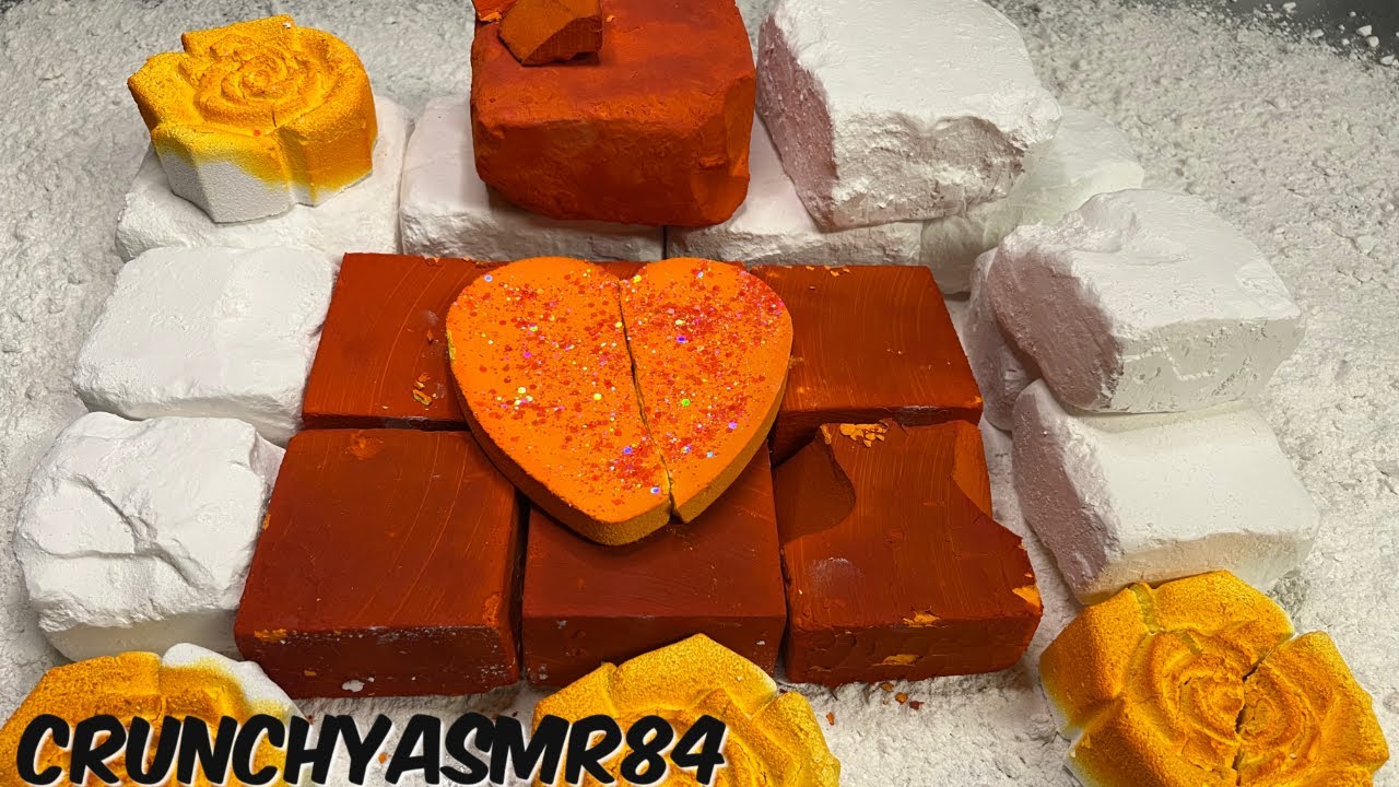Sunset Orange Dyed Blocks + Jumbo Chalk | Oddly Satisfying | ASMR | Sleep Aid 