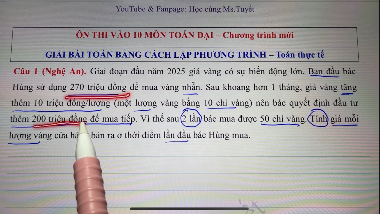 Toán 9. Giải bài toán bằng cách lập phương trình - toán thực tế CTM - ôn thi vào 10 môn Toán
