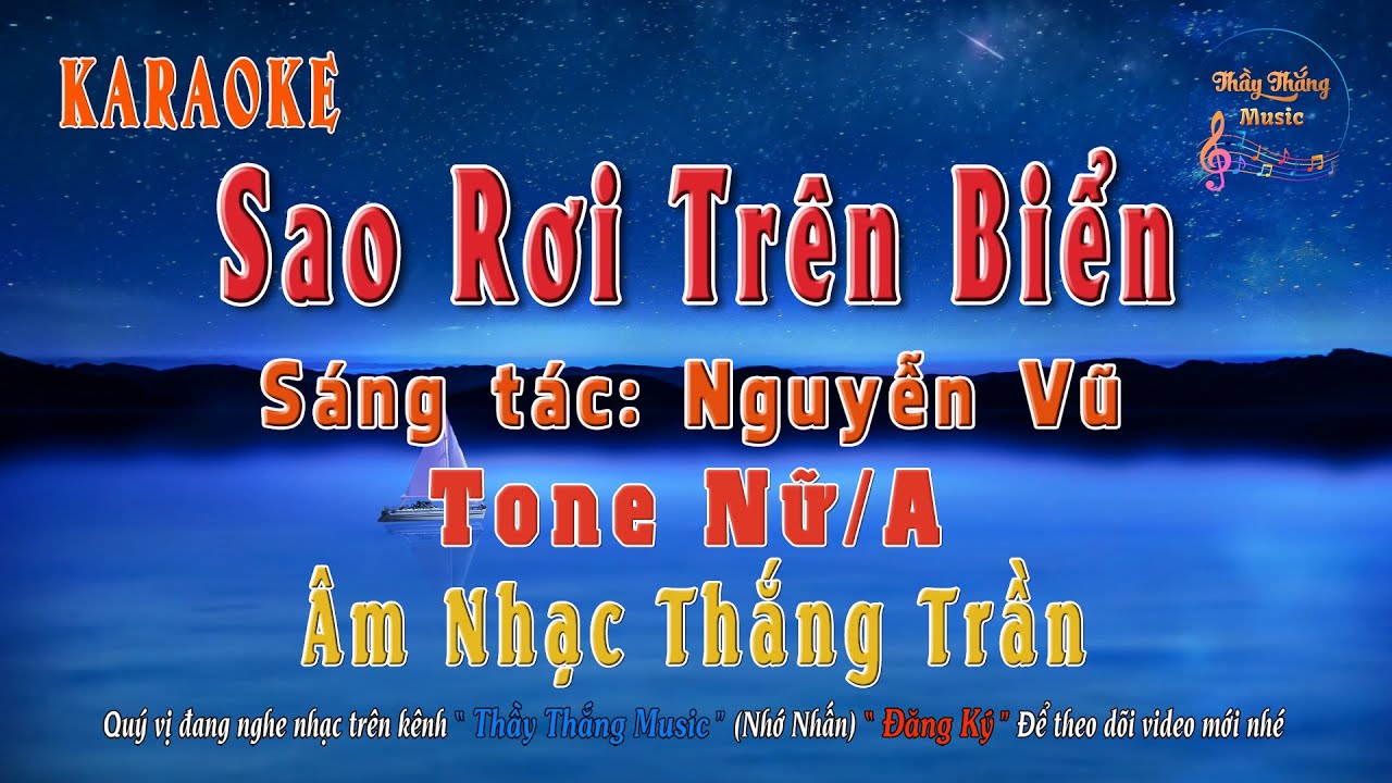 KARAOKE - Sao Rơi Trên Biển - Tone Nữ - A - YouTube