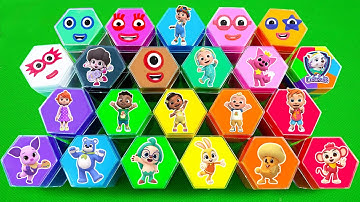 Numberblocks & Alphablocks – Looking For Mini Hexagon, Pinkfong Hogi Mix Coloring with SLIME ! ASMR