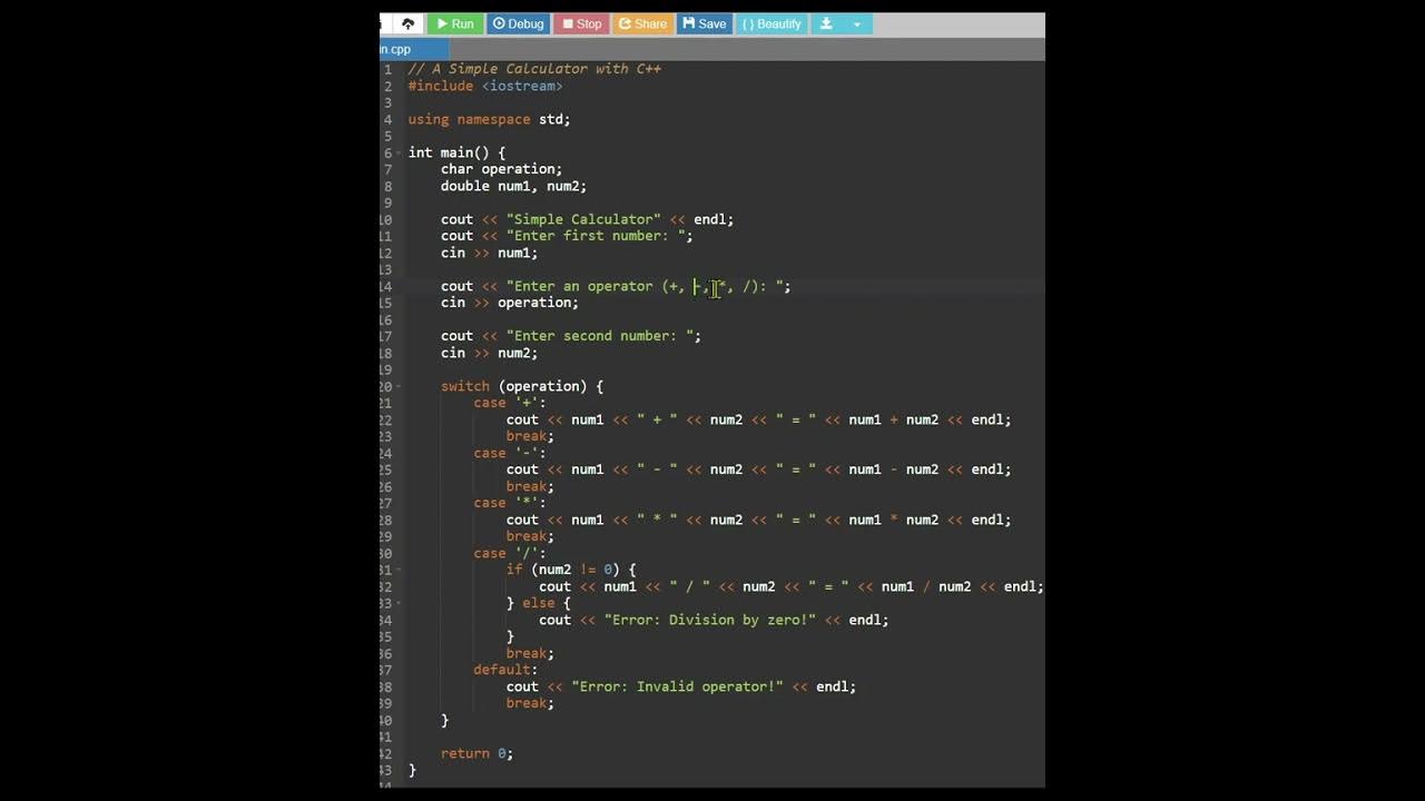 Simple C++ Calculator - YouTube