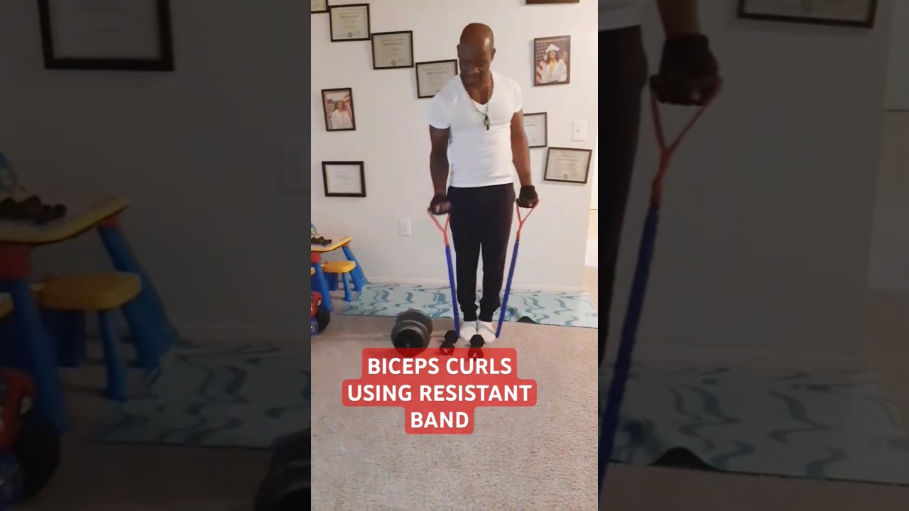 Resistant Band Biceps Curls 