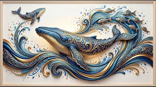 Ocean Majesty in Sapphire & Gold | Luxury Whale Wall Art #frametvart #4k