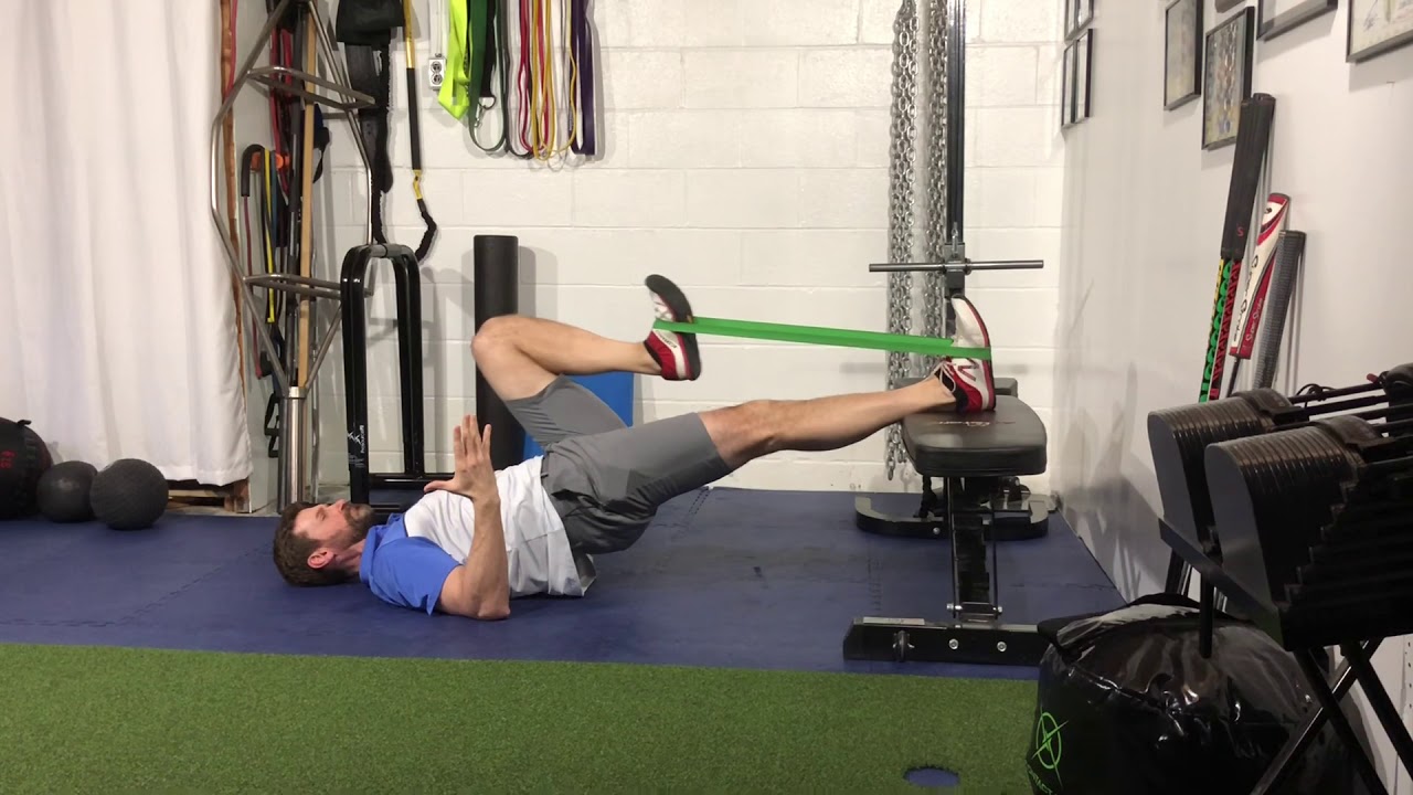 Mini Band Feet Elevated Supine Glute Bridge March YouTube