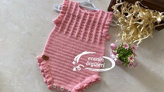 Tığ Işi Fırfırlı Bebek Tulumu Kız Bebek Tulumu 6 Ay Için Romper