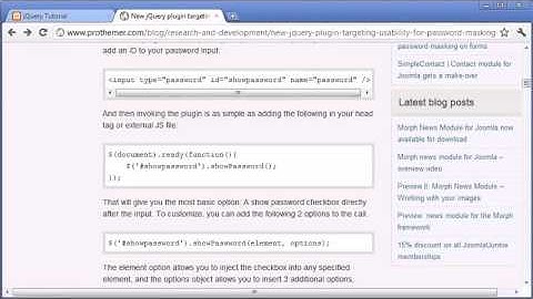 jQuery Tutorial   117   Show password plugin