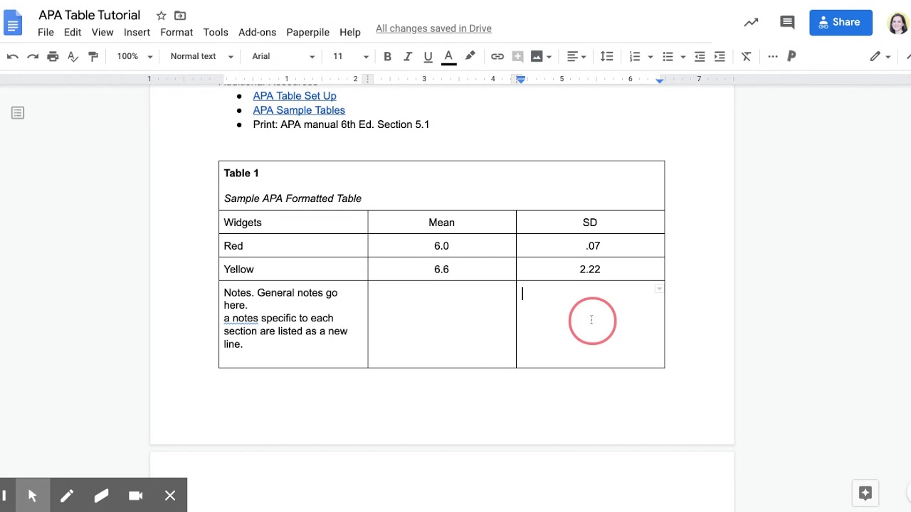 APA Table Tutorial Google Docs YouTube