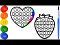 How to draw and color pop it / heart / strawberry #shorts
