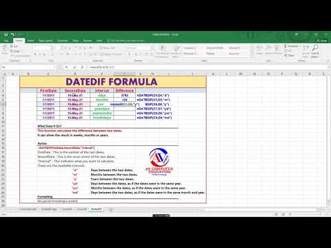 How to use the Excel DATEDIF function || MS Excel: How to use the DATEDIF Function in Excel 2019