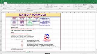How to use the Excel DATEDIF function || MS Excel: How to use the DATEDIF Function in Excel 2019