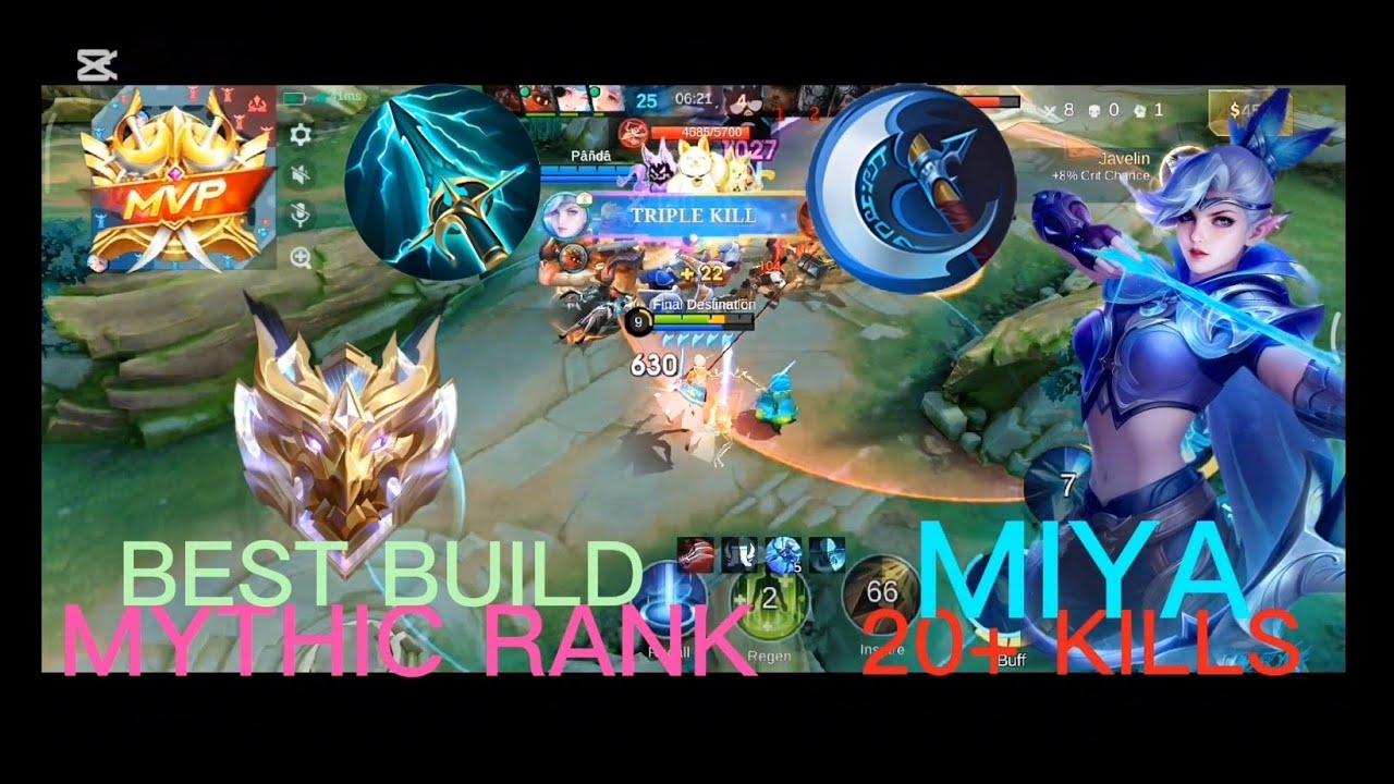 20+ Kills In Mythic Lobby ☠️ With Miya!! Best Build And Emblem To Push Mythic!! 