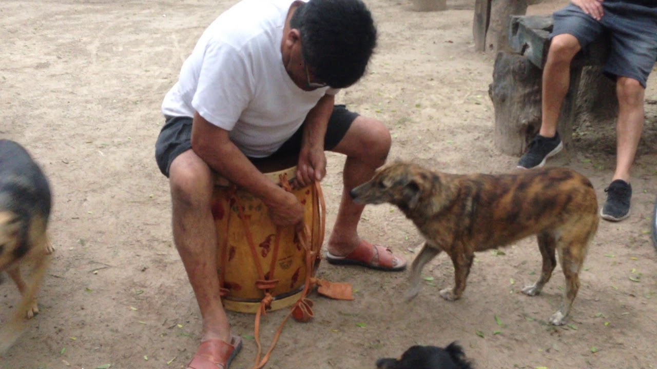 El Indio Froilán afinando bombo legüero