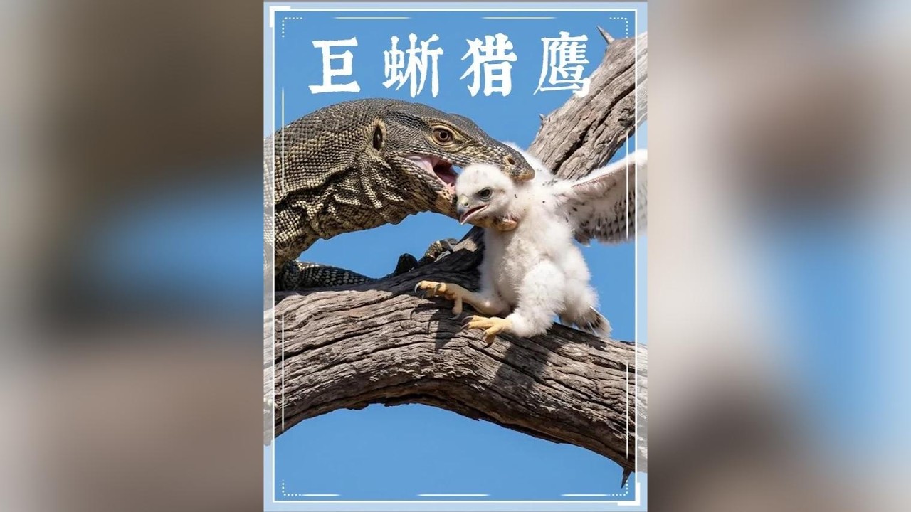 巨蜥突襲鷹巢獵食幼鳥，激戰雙鷹落敗墜河，最終慘遭尼羅鱷分食 #動物世界 #巨蜥 #老鷹 #野生動物
