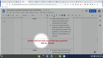 IEP Goal Writing: Trials Vs. Percentages