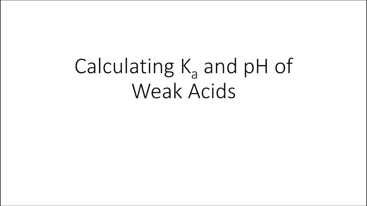 Calculating the Ka and pH of Weak Acids - YouTube