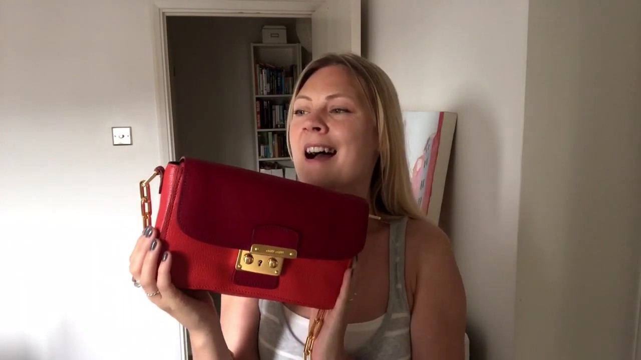 miumiu マドラスバイカラーBAG Miu Miu Two Tone Pink Madras Leather Double Zip Camera Bag Miu Miu