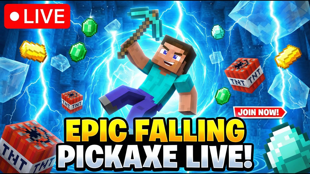 🔴 FALLING PICKAXE Control Chat TNT=Boom | SUB=MEGA TNT | Live 24/7 