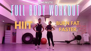 5 MINUTE FULL BODY HIIT Workout For Beginners | No Equipment | Follow Along Bodyweight Workout