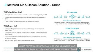 Metered freight solutions for personal protection equipment (PPE) from China to North America