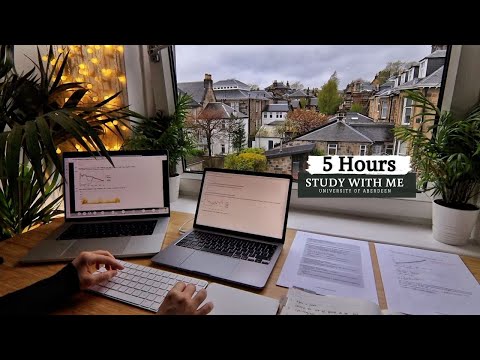 5 HOUR STUDY WITH ME  | Background noise, 10-min Break, No music, Study with Merve