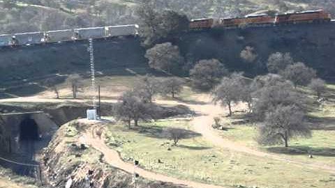 BNSF manifest train with rear DPU at Tehachapi Loop 3-27-13