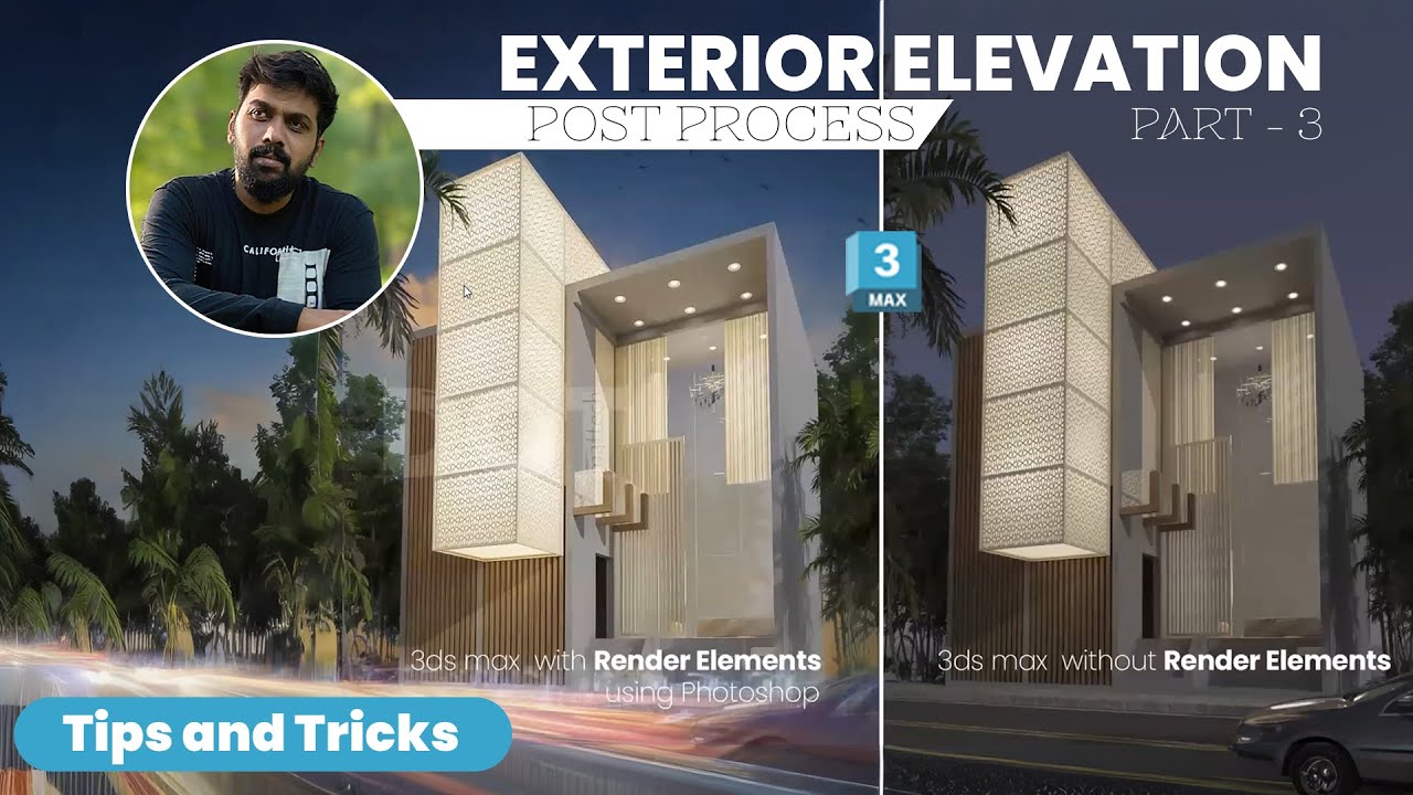 Exterior Elevation Post Process Tutorial 3ds max and Vray Part 3 - YouTube