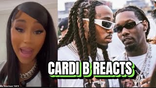 Cardi B REACTS To Offset And Quavo REUNION At TakeOff Birthday