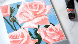 장미 예쁘고 쉽게 그리는 방법(3가지 꿀팁) | 아크릴화 꽃 | How to Paint Roses Acrylic