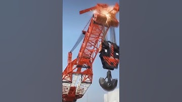 🏗️Operator Error: Giant Construction Crane Explodes on The Air! #fail #construction #crane #engineer