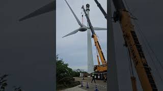 風車はこうやって地上に下ろす　＃風力発電　＃解体工事