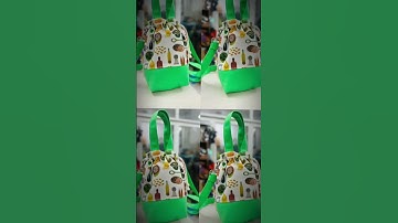 Túi dây rút bằng vải canvas màu Xanh lá in họa tiết ngộ nghĩnh đựng đồ đa năng