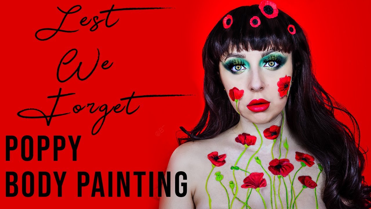 POPPY BODY PAINT MAKEUP LOOK ❤️ | BROOKE ELLIS ✨
