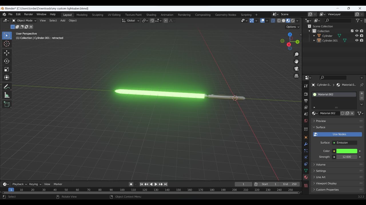 How To Make A Lightsaber Blade Look Real In Blender - YouTube