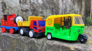 Driving Indian Toy Cng Auto Rickshaw, Dump Truck, Thomas Train & More Vehicles By Hand On Outer Wall