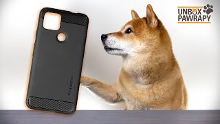 Pixel 4a 5G Phone Case | Spigen Rugged Armor®  | UNBOX PAWRAPY | Haha HaJai, Shiba Inu