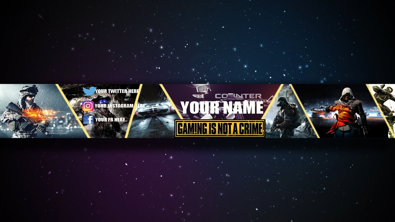 how to creat your gaming youtube banner using photoshop in less than 10 ...