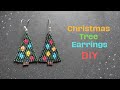 DIY Beaded Christmas Tree Earrings Tutorial, seed bead christmas earrings