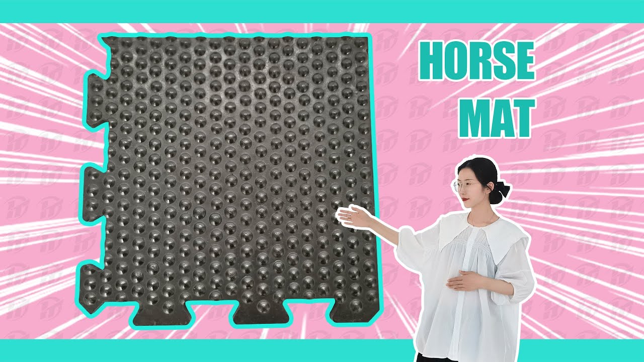 Rubber cow mat and rubber tiles for horse stable barn floors