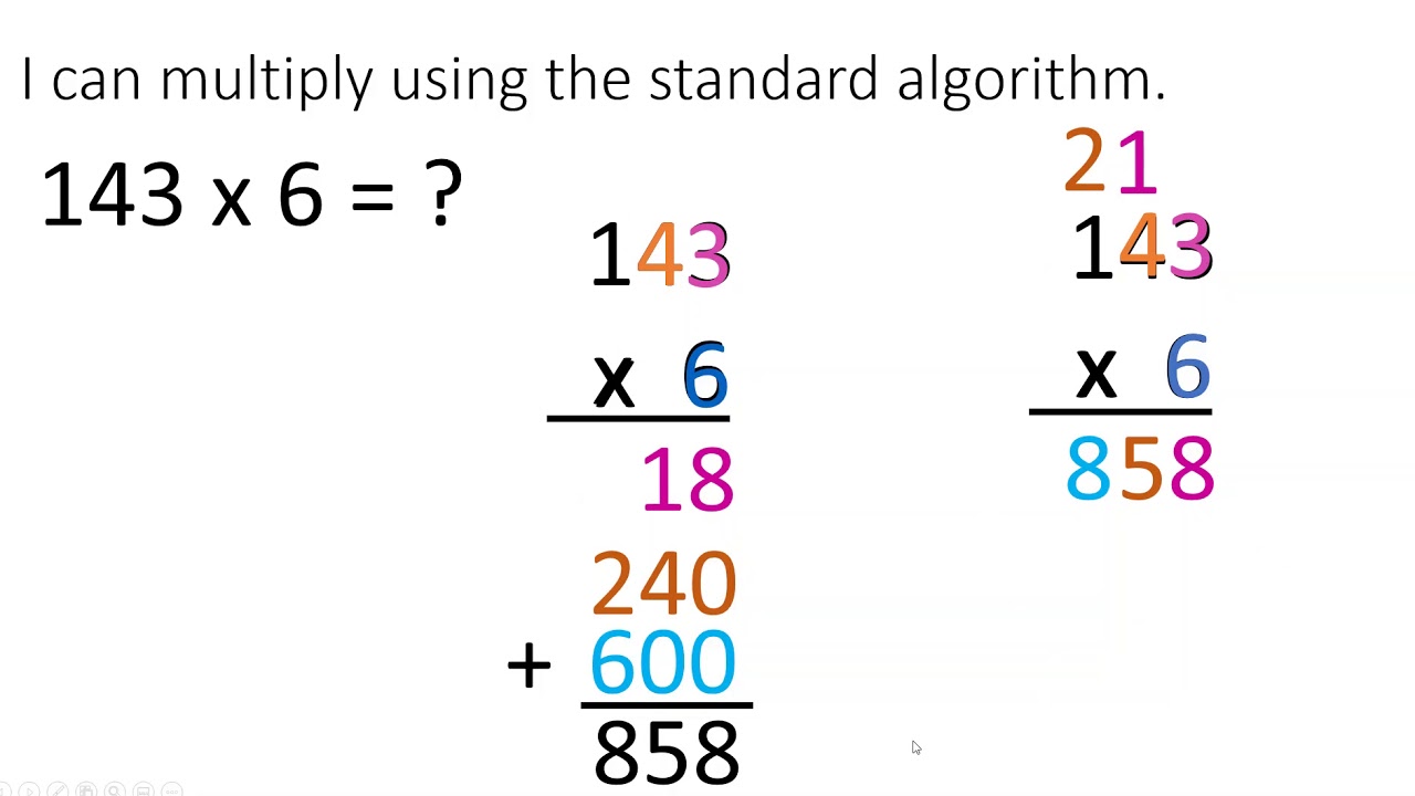 FLVS Module 4 Lesson 6 standard algorithm multiply by 1 digit - YouTube