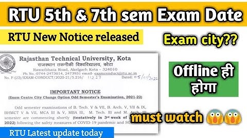 RTU 5th and 7th sem exam date declared | RTU update today | RTU Exam online or offline | RTU notice