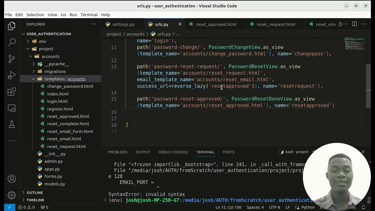 Password Reset in django part 3 /4:  No reverse match, PasswordResetDoneView