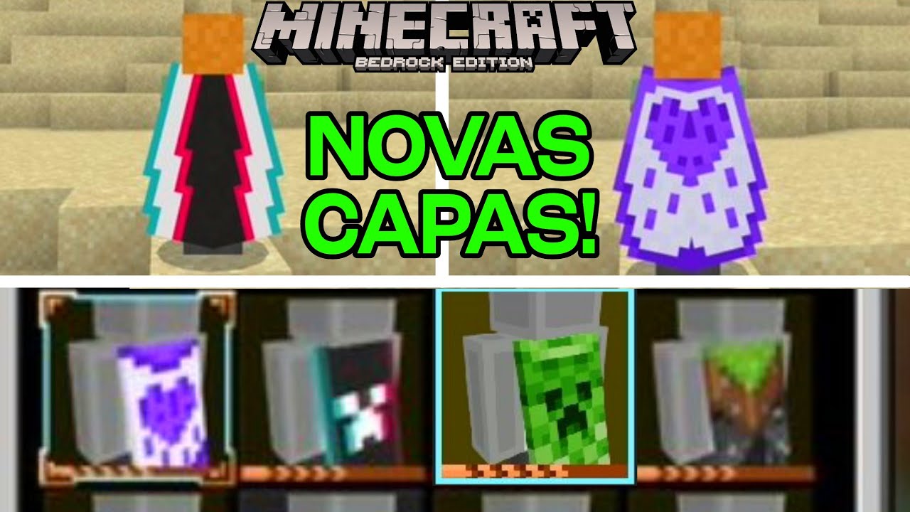 NOVAS CAPAS CHEGANDO PARA O MINECRAFT PE (BEDROCK) ?! NOVIDADES DO ...
