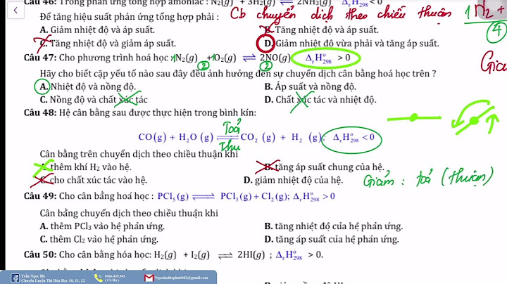 Chuyển dịch cân bằng hóa học la chatelier năm 2024