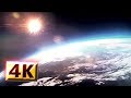 【フリー素材 / 4K】　大気圏を遊泳する地球CGアニメーション（太陽追尾・ループ可）　HDR風 2160p 自然 癒し ヒーリング リラクゼーション