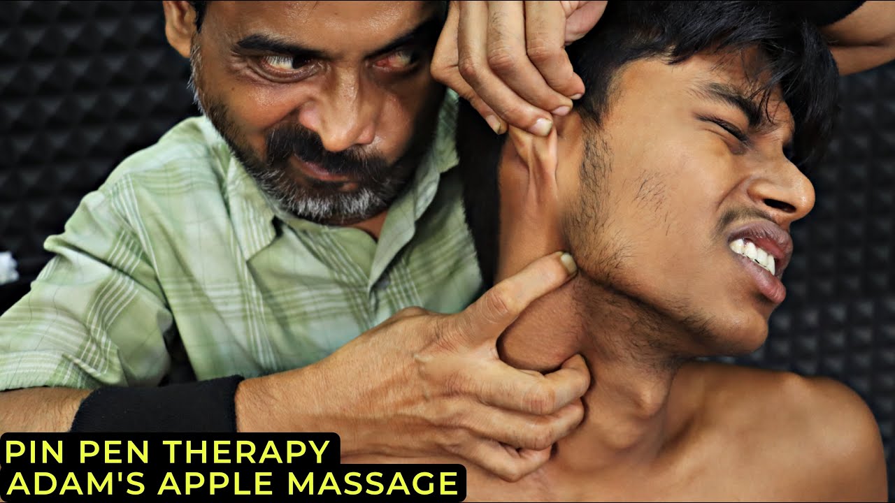 Adam's Apple Massage & Pin Pen Therapy | Head Massage & Forehead Tapping | Neck Cracking | ASMR